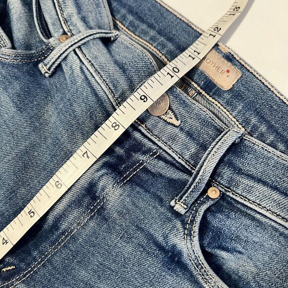 Mother Sz 25 The Mid Rise Dazzler Ankle Fray Jeans Riding The Cliffside Blue - Picture 8 of 10